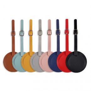 Round PU Leather Travel Luggage Tag 
