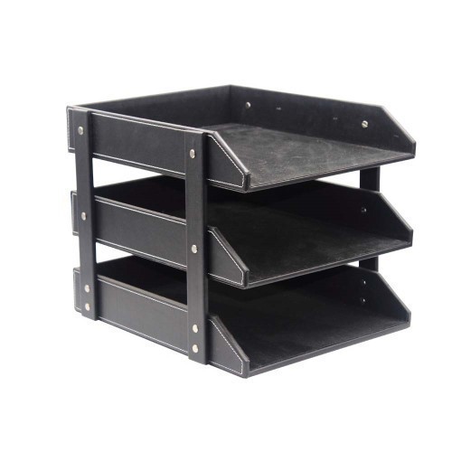 Leather Document File Rack File Tray