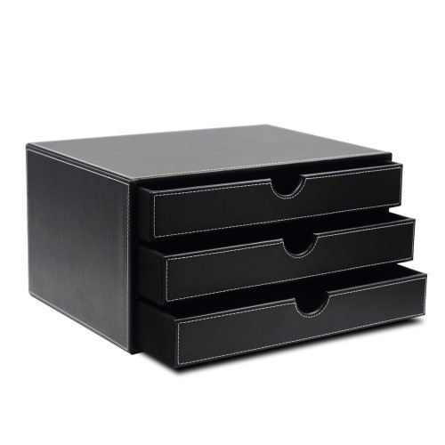 Leather File Storage Organizer Drawer Box